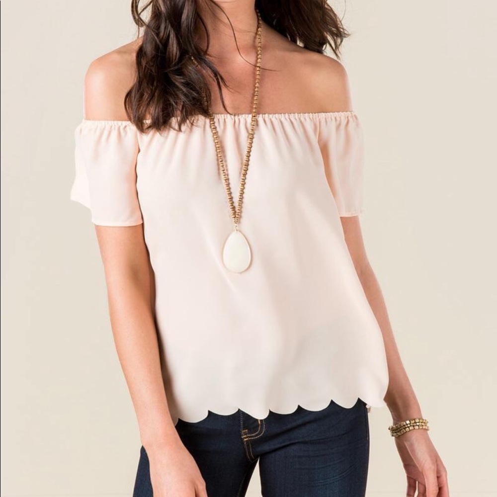 Blush Chiffon off the Shoulder